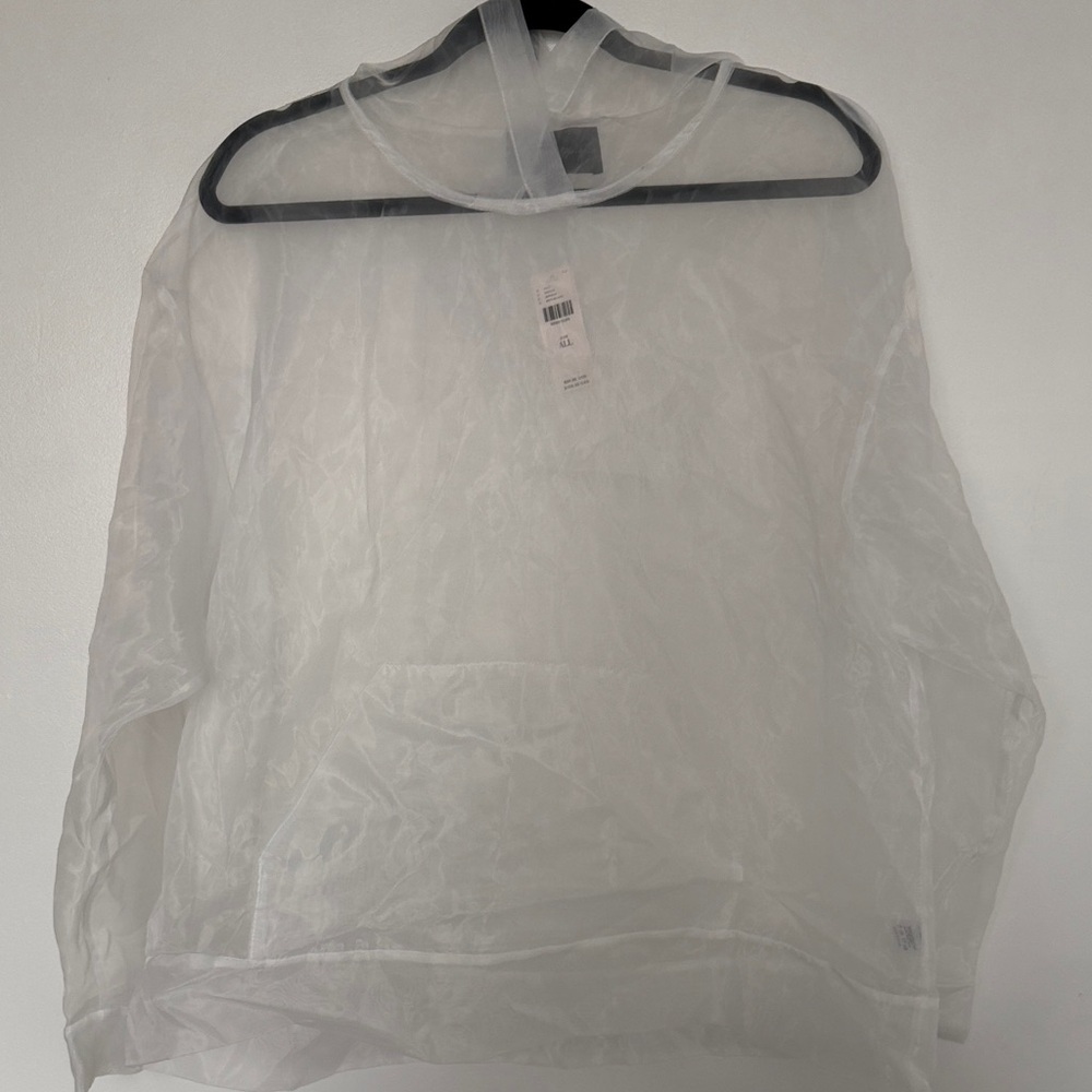 Anthropologie Sheer White Organza Pullover Hooded Top - Picture 5 of 10